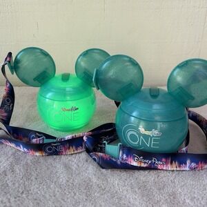 Set Of 2 DISNEY Parks WORLD OF COLOR ONE 100th Anniversary Cup W/lanyard Mickey